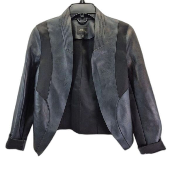 Guess Black Faux Leather Jacket - Size Small - Picture 1 of 4